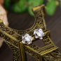 Gift White Gold Silver Platinum Classic Flower Crystal Sakura Pin Stud Earring