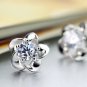 Gift White Gold Silver Platinum Classic Flower Crystal Sakura Pin Stud Earring
