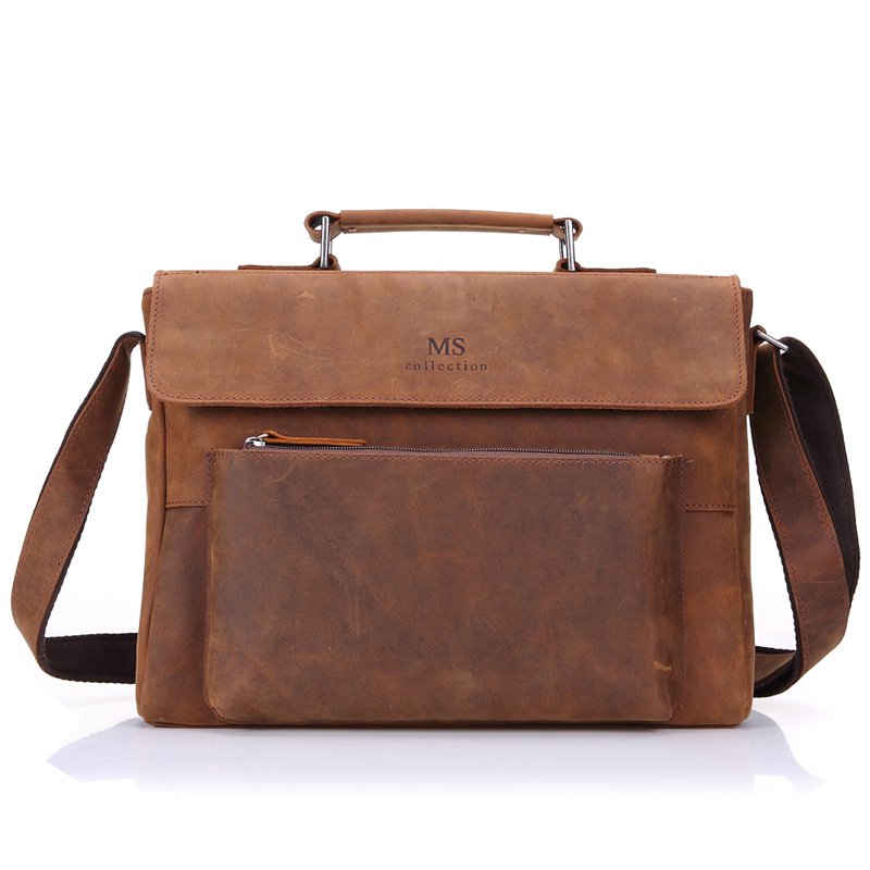 Men Brown Genuine Leather Shoulder Messenger Cross Body Bag Free Shipping Gift