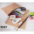 WOMEN'S Natural Zipper Cork Pen Pencil Pouch Make Up Case Cosmetic Bag Holder