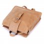 Men Women Light Brown Genuine Leather Backpack Schoolbag Bookbag Document Bag