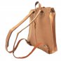 Men Women Light Brown Genuine Leather Backpack Schoolbag Bookbag Document Bag