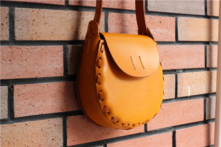 Satchel Cross Body Shoulder Messenger Circle Bag Italian Leather Women Handcraft