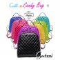 Woman Rhombus Diamond Pattern Genuine Leather Candy Backpack Bookbag Schoolbag