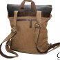 New Vintage Genuine Leather Canvas Bookbag Backpack SchoolBag Handbag Rucksack