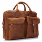 Brown Fashion Men Genuine Leather Laptop Briefcase Shoulder Travel Messenger Bag