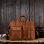 Brown Fashion Men Genuine Leather Laptop Briefcase Shoulder Travel Messenger Bag