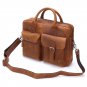 Brown Fashion Men Genuine Leather Laptop Briefcase Shoulder Travel Messenger Bag