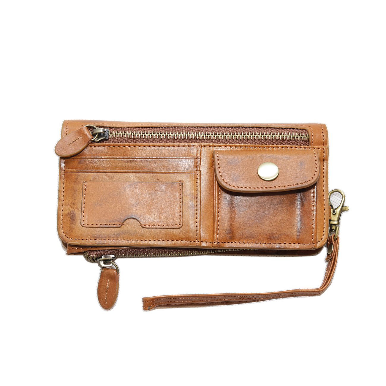 Hot Brown Genuine Leather Coat Wallet for Women money clip Card Holder Zip Purse