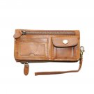 Hot Brown Genuine Leather Coat Wallet for Women money clip Card Holder Zip Purse