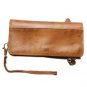 Hot Brown Genuine Leather Coat Wallet for Women money clip Card Holder Zip Purse
