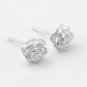 Pierced Fashion white Silver Platinum Shinny Plum Flower Push Back Earring Stud
