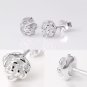 Pierced Fashion white Silver Platinum Shinny Plum Flower Push Back Earring Stud