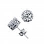 Pierced Fashion white Silver Platinum Shinny Plum Flower Push Back Earring Stud