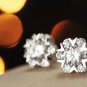 Fashion white Silver Platinum Pierced Snow Swiss Crystal Earring Stud Push Back