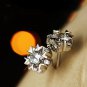 Fashion white Silver Platinum Pierced Snow Swiss Crystal Earring Stud Push Back