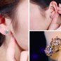 Women Silver Platinum Shinny Swiss Crystal Push Back Pierced Earring Stud Gift