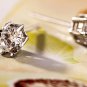 Women Silver Platinum Shinny Swiss Crystal Push Back Pierced Earring Stud Gift