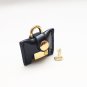 Gift Women black blue real leather satchel Shoulder bag classic Padlock Handbag