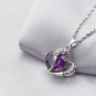 Silver Platinum White Gold Amethys Heart Layer Swiss Purple Crystal Pendent