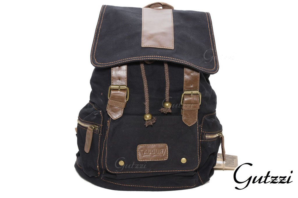 Hot Canvas Backpack Genuine Leather School Vintage Fashion Rucksack Travel Camp