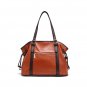 Woman Brown Korean Genuine Leather Travel Shopping Satchel Shoulder Bag Handbag