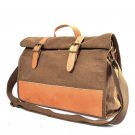 Satchel Backpack Messenger Canvas Bag Genuine Leather Cross Shoulder Body