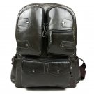 Men's Genuine Travel Leather Backpack Schoolbag Travelling Hiking Camping Bag