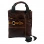 Fashion Dark Brown Genuine Leather Schoolbag Briefcase Handbag Shoulder Bag Tote
