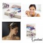 New Women Silver Plated Double Heart Arrow Swiss Clear Crystal Amethyst Pendent