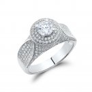 Ladies Engagement Ring Micro Pave .925 Sterling Silver Signaty Diamonds