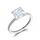 Micro Pave Solitaire Princess Cut Ladies Engagement Ring Signaty Diamond .925 Sterling Silver