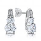 Round Bench Style Earrings Signaty Simulated Diamonds on Solid Sterling Silver .925