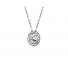Oval Shape Signaty Diamond Micro Pave Pendant .925 Sterling Silver