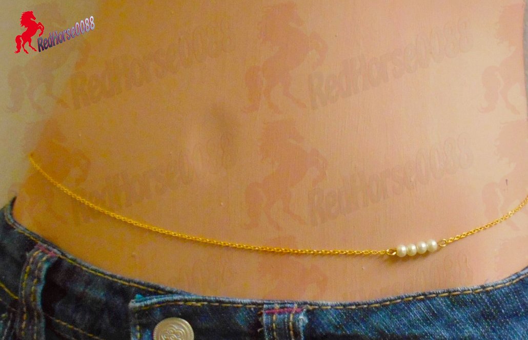 Gold Plated Bikini Pearl Waist Chain Sexy Belly Chain Women Accessory Body Chain Jewelry Bc 06 