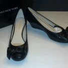 NWB Jones New York "Audobon" Black Leather Wedge Heels size 8.5 M RV$99