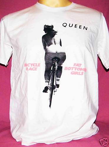 QUEEN bicycle race fat bottomed girls 80's rock band mens t shirt size...