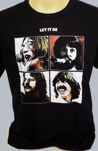!! FREE SHIPPING!! The Beatles band Let It Be John Lennon Paul McCartney black t shirt size M