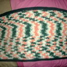 Forest Green, Peach and White Crochet Baby Blanket Nice