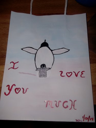 I Love You This Much Hand Painted Penguin Gift Bag