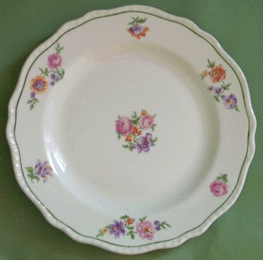 STEUBENVILLE Ivory PINK ROSE Purple Flower BREAD PLATE