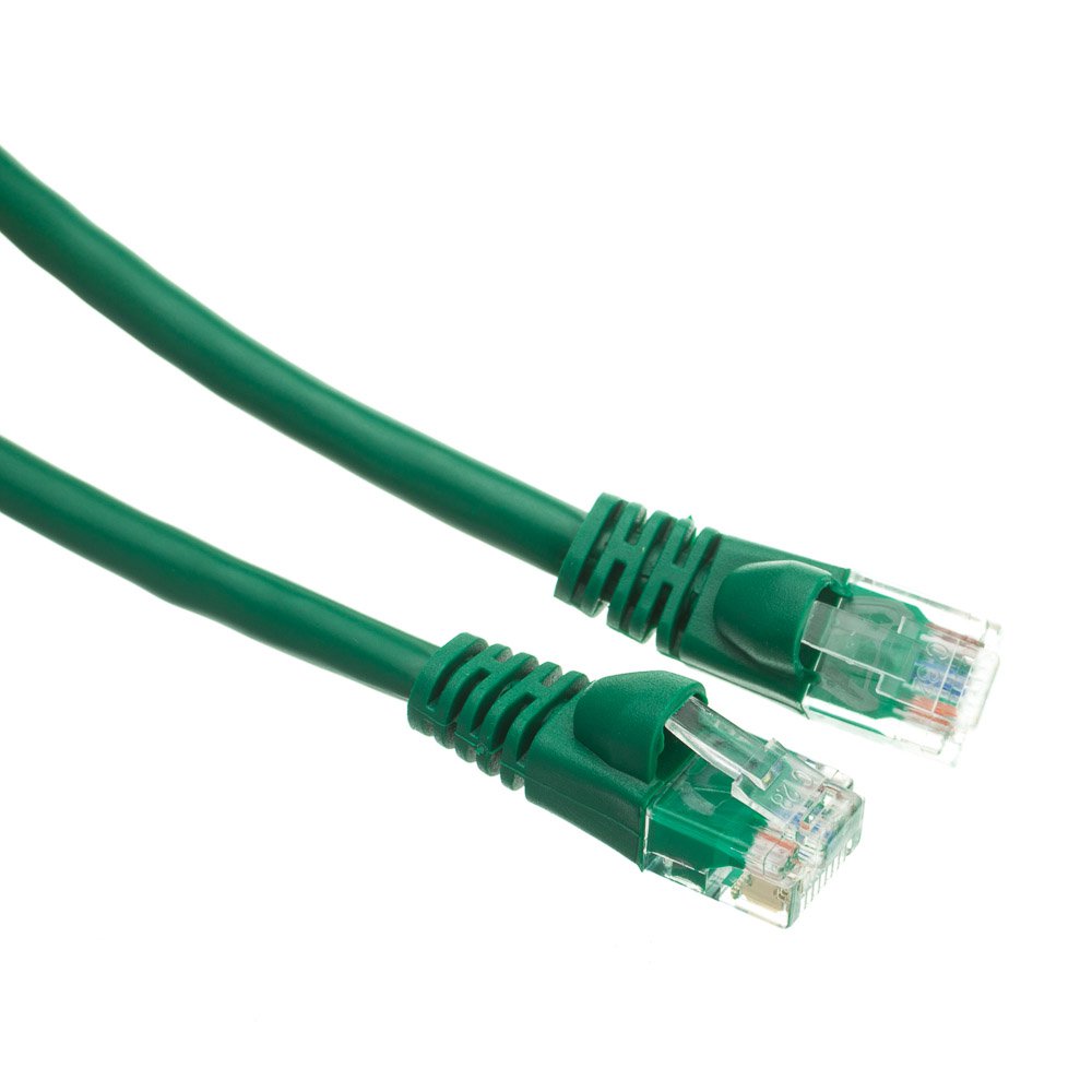 Cat6a Green Ethernet Patch Cable, Snagless/Molded Boot, 500 MHz, 100 foot