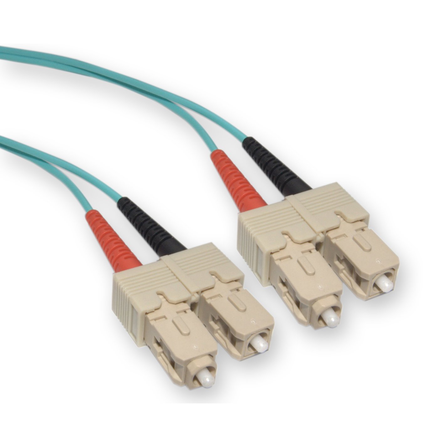 33ft 10 Gigabit Aqua Fiber Optic Cable, SC / SC, Multimode, Duplex, 50/125, 10 meter SCSC-31010