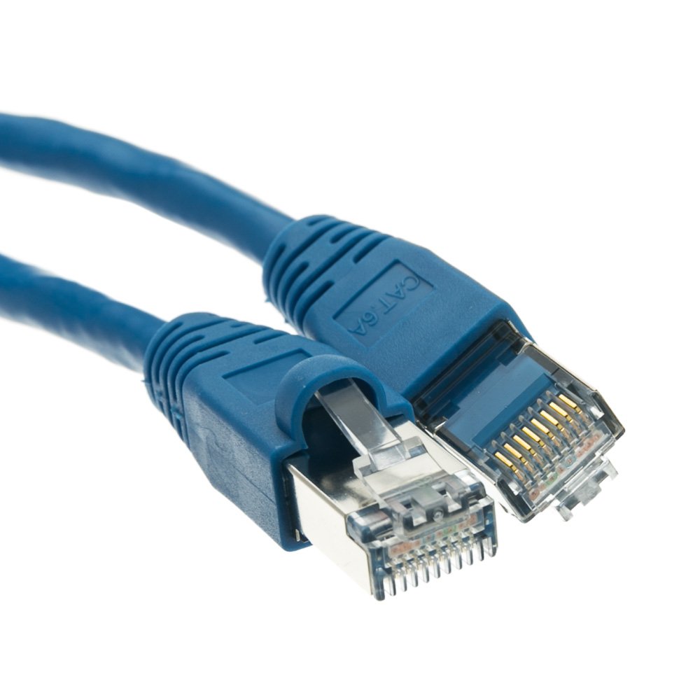 7ft Shielded Cat6a Blue Ethernet Patch Cable, Snagless/Molded Boot 13X6-56107