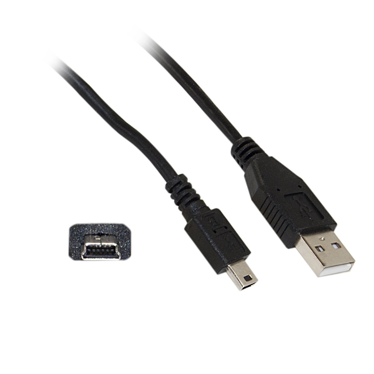 Mini USB 2.0 Cable, Black, Type A Male to 5 Pin Mini-B Male, 15 foot