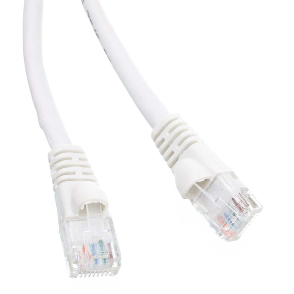 Cat5e White Ethernet Patch Cable, Snagless/Molded Boot, 14 foot