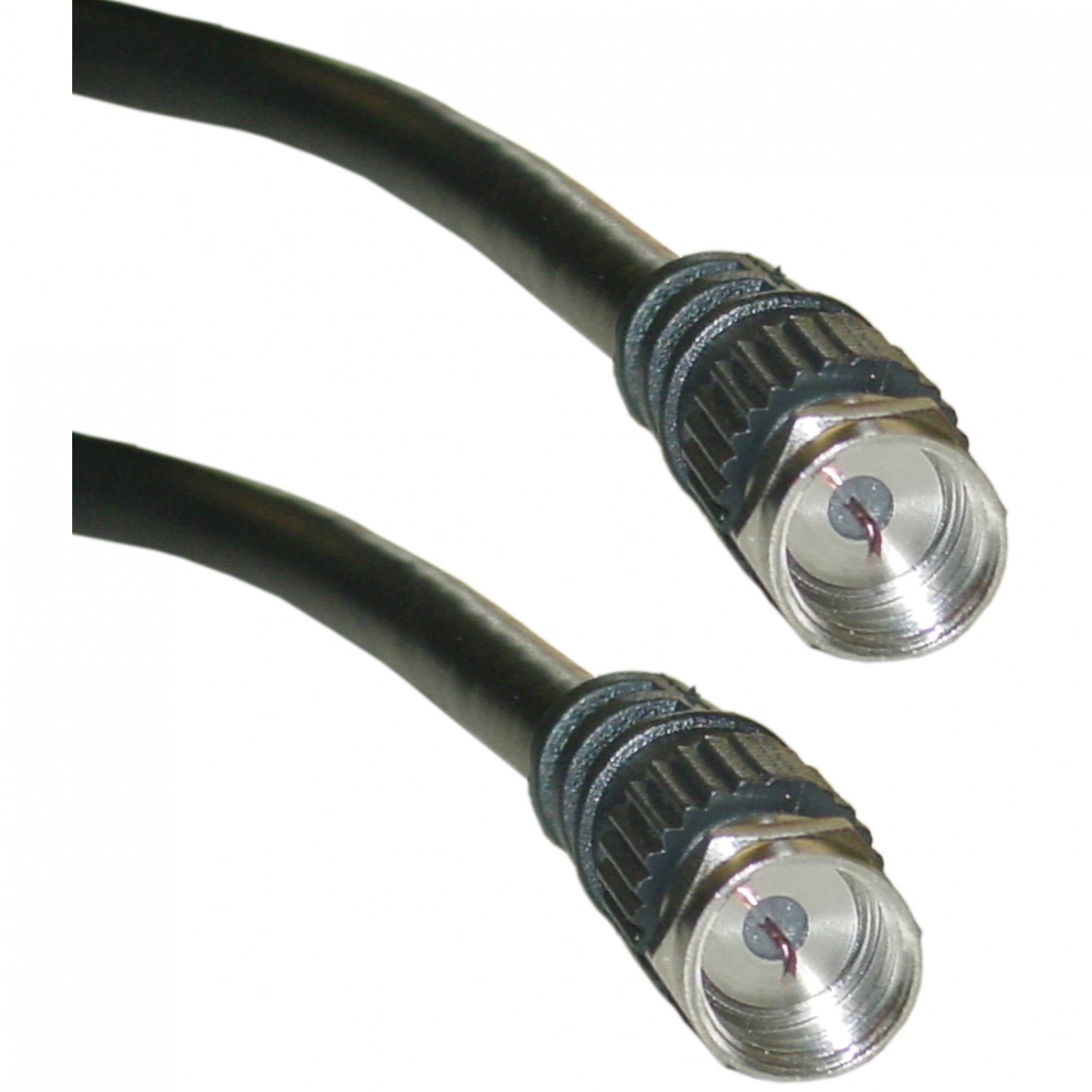 F-pin RG59 Coaxial Cable, Black, F-pin Male, 12 foot