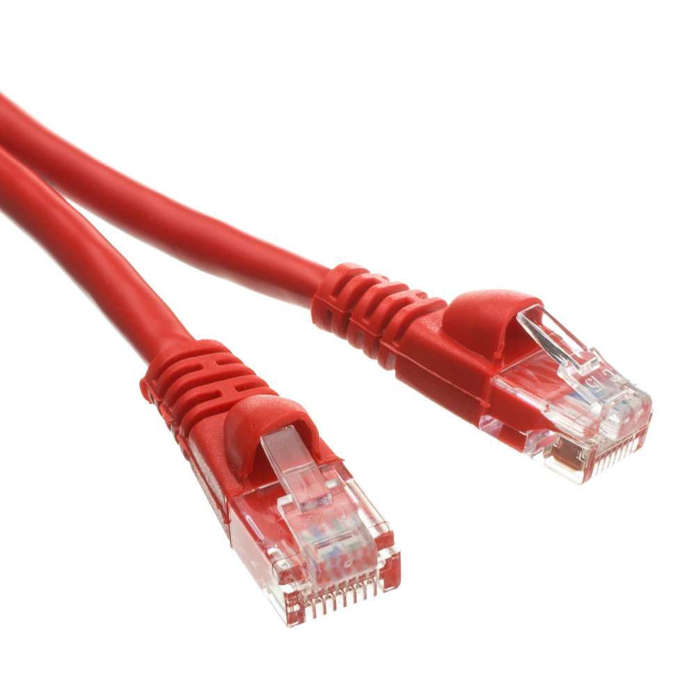 Cat5e Red Ethernet Patch Cable, Snagless/Molded Boot, 1.5 foot