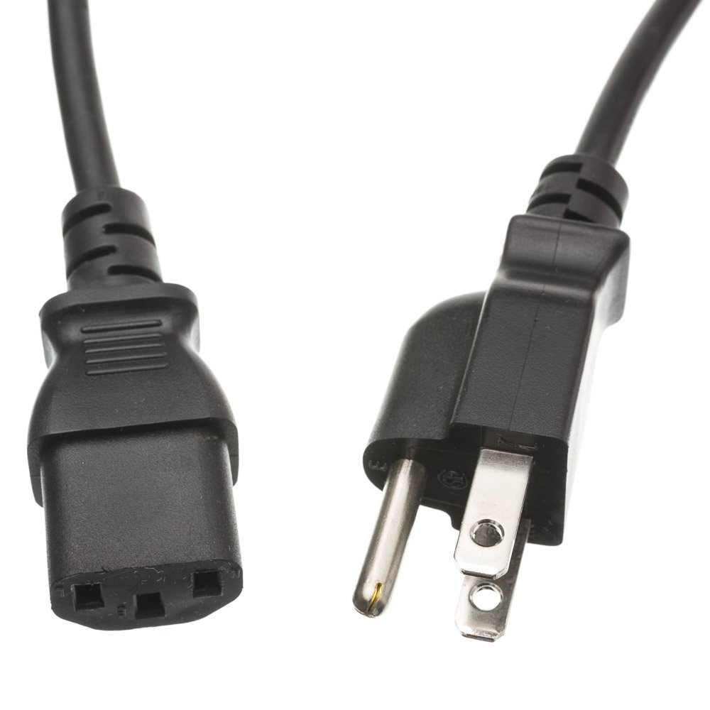 1FT Computer / Monitor Power Cord, Black, NEMA 5-15P to C13, 10 Amp 10W1-01201