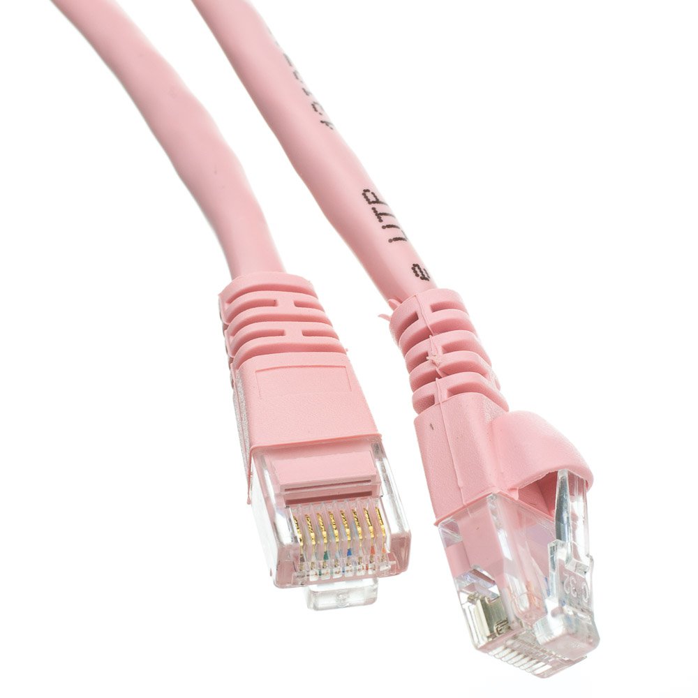 Cat6 Pink Ethernet Patch Cable, Snagless/Molded Boot, 5 foot